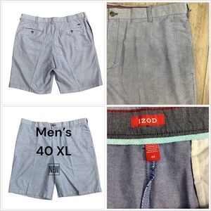 Men’s IZOD 40 XL Shorts Khakis Chino Cotton Twill Blue Golf Relaxed Classic NWOT